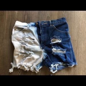 Half Bleached Jean Shorts